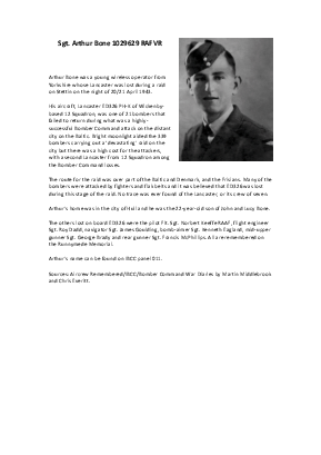 A preview of a PDF biography for Bone, Arthur